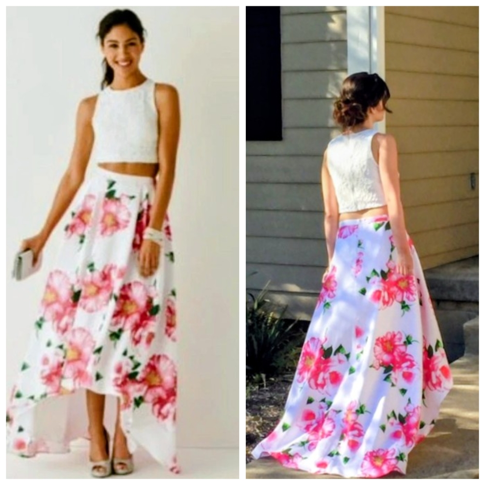 My‎ Michelle Pink Floral A-Line Skirt